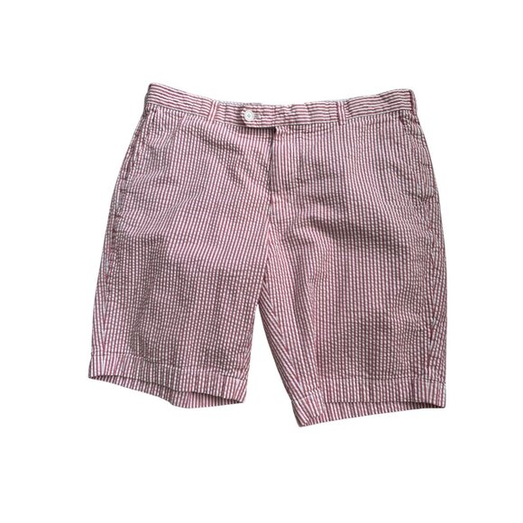 BROOKS BROTHERS Men's Red White Seersucker Striped Shorts Size 38 - Picture 6 of 9